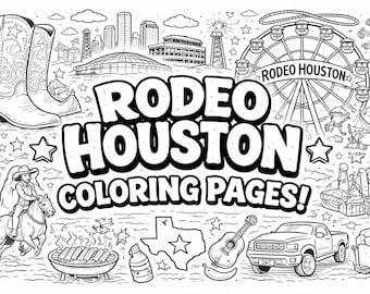 Páginas para colorear de Rodeo Houston / Actividad del Carnaval de Texas (Descarga digital)