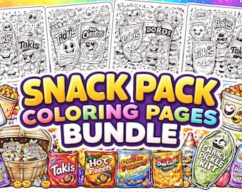 Dibujos para colorear de bocadillos de moda: Papas fritas picantes, takis y chamoy encurtido (Descarga PDF)