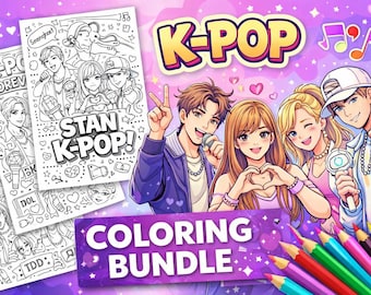 Dibujos para colorear de ídolos del K-Pop / Arte de fans de conciertos (Descarga digital)