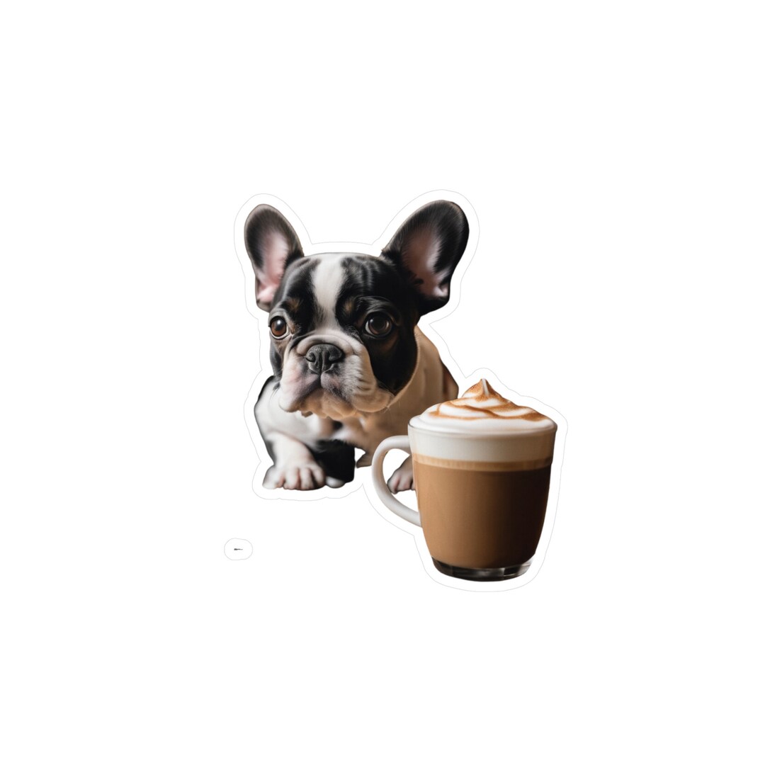 Black and White Frenchie With Latte Sticker Fun Stickers Dog Etsy