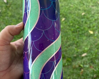 Mermaid Scale Tumbler – Galaxy Glitter, Seafoam Swirl 20oz Insulated Cup