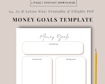 Financial Goals Template, Money Habits Tracker (A4 A5 Letter PDF)