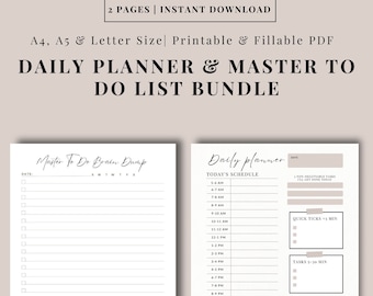 Daily Planner Bundle, ADHD To-Do List, A4 A5 Letter (PDF)