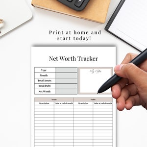 Net Worth Tracker Debt Tracker Financial Freedom Net Worth Statement Personal Finance 3 color options, A4, A5 & Letter image 4