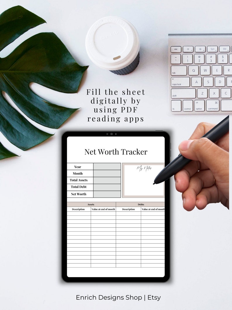 Net Worth Tracker Debt Tracker Financial Freedom Net Worth Statement Personal Finance 3 color options, A4, A5 & Letter image 5