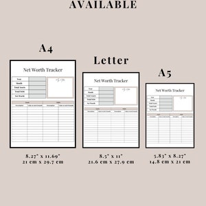 Net Worth Tracker Debt Tracker Financial Freedom Net Worth Statement Personal Finance 3 color options, A4, A5 & Letter image 7