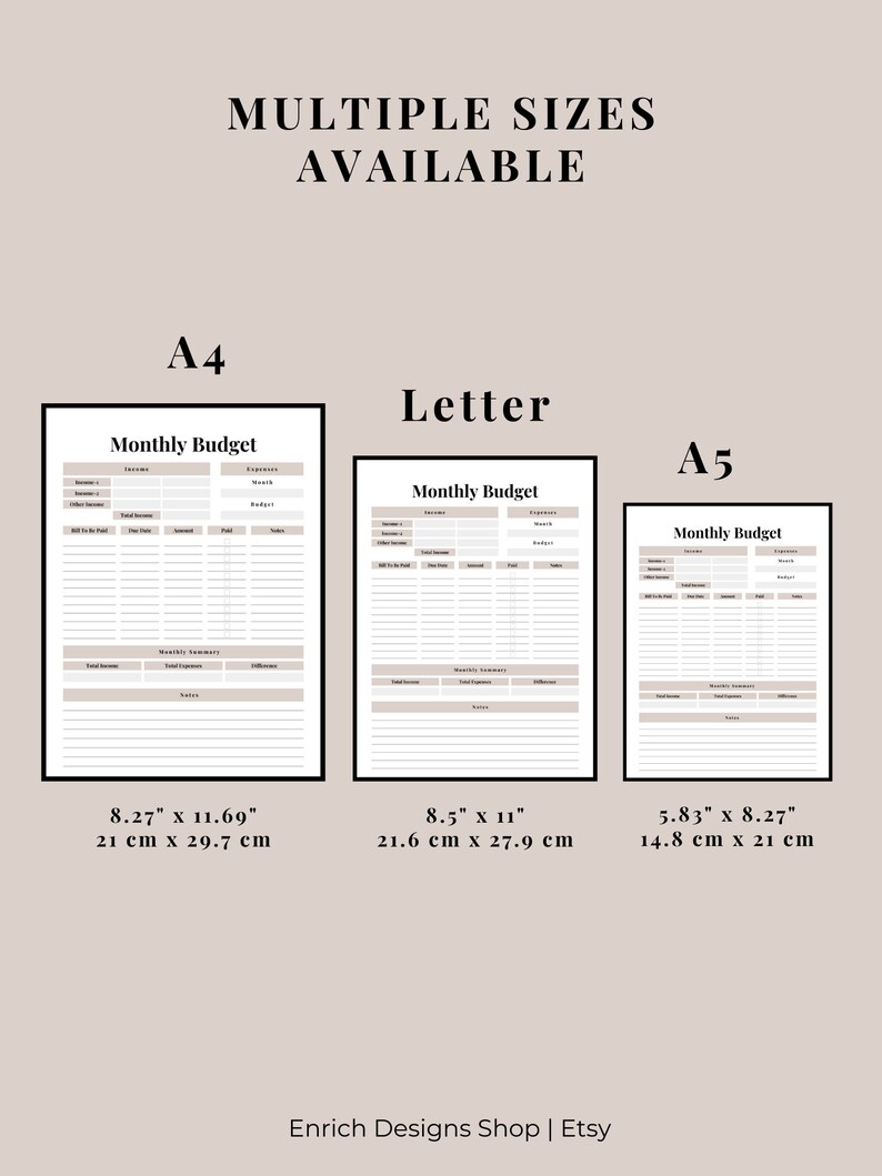 Simple Monthly Budget Template Printable | Budgeting | Budget Tracker