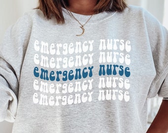 Emergency Nurse Crewneck Sweatshirt ER Nurse Gift ED Nursing Sweater Emergency RN Appreciation Gift for Nurse Graduation Nurse Unisex Gift