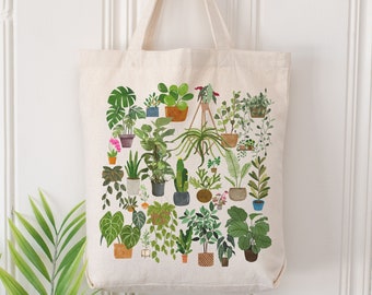 Just One More Plant Tote Bag Plant Lover Gift Cute plant Tote Bag Eco Print plant mom bag Monstera plant Plant parenthood house plants gift