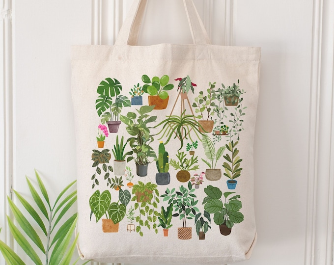 Just One More Plant Tote Bag Plant Lover Gift Cute plant Tote Bag Eco Print plant mom bag Monstera plant Plant parenthood house plants gift