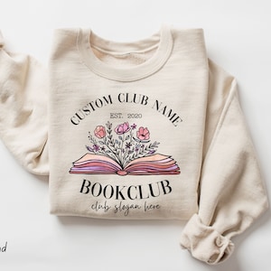 Personalized Book Club Sweatshirt, Custom Book Club Shirt, Book Lover Sweatshirt, Bookish Name Sweatshirt, Bookish Crewneck, Book Lover Gift