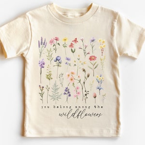 Wildflowers Retro Girls Shirt, Toddler T-shirt, Wild Child  Kids Retro TShirt, Retro Natural Infant, Toddler Youth Tee, Retro Natural Infant