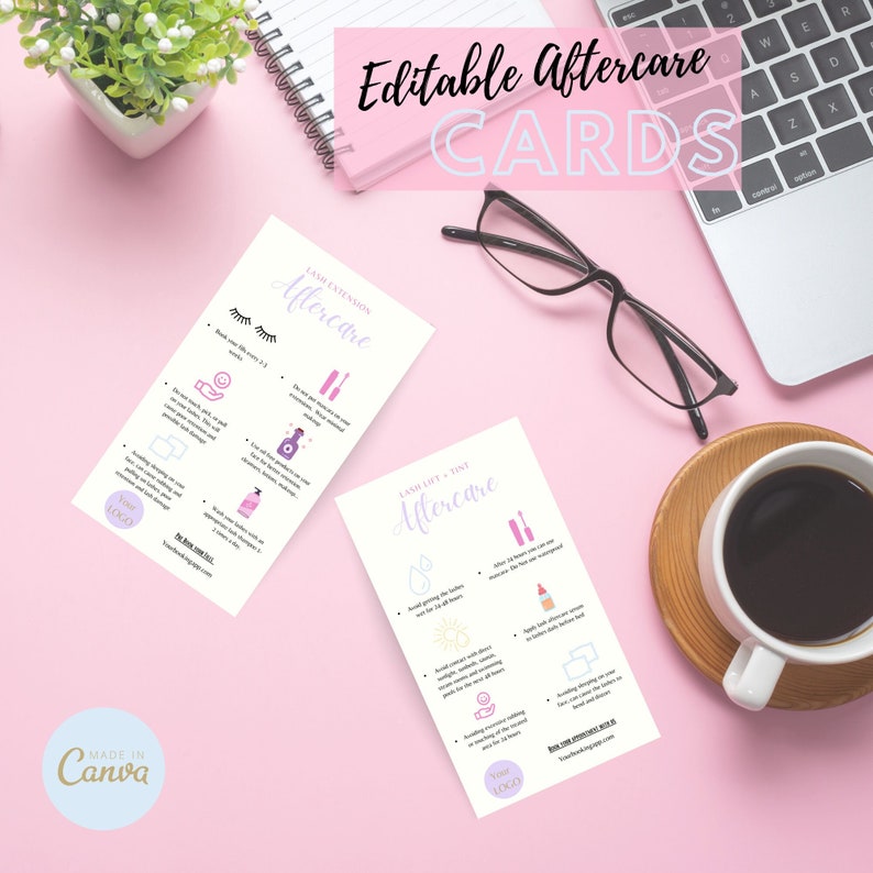 Aftercare Card Template, Lash Aftercare Cards, Lash Extension Aftercare ...