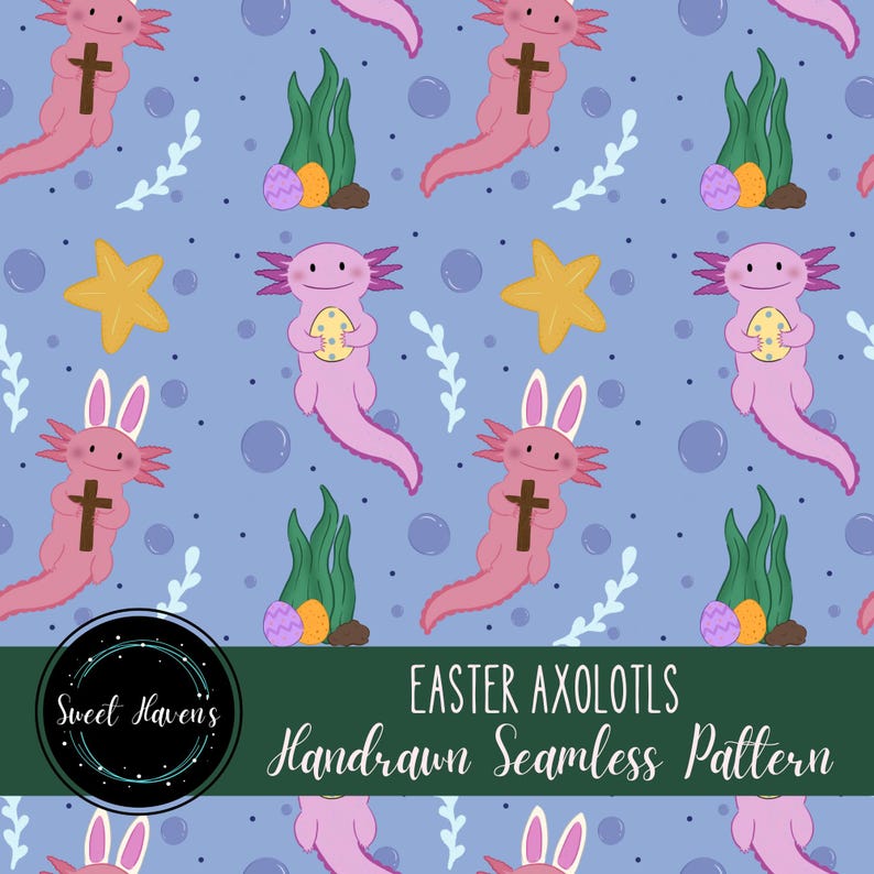 Easter Axolotls Seamless Pattern PNG, Easter Clipart (digital Download ...