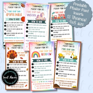 Plaster Paint Kit Inserts in 13 themes, Craft kit Instant Download