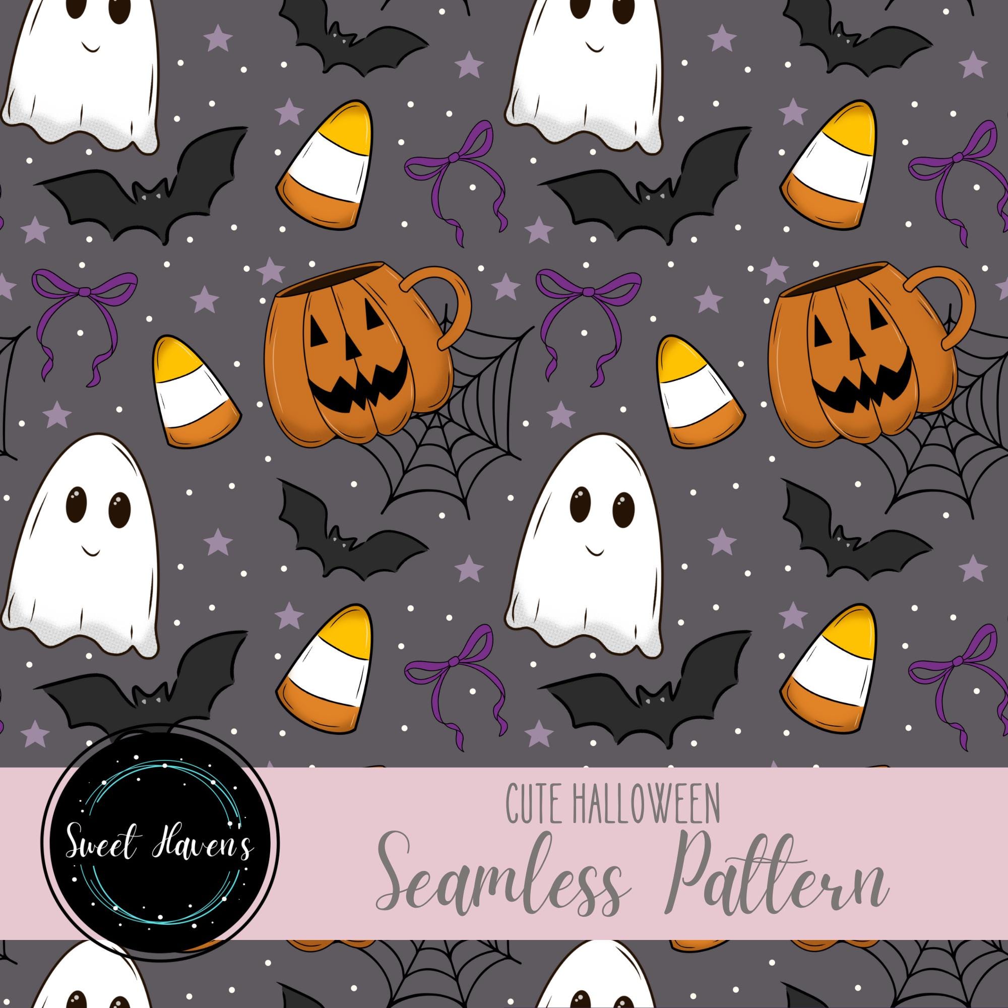Cute Ghost Halloween Seamless Pattern (PNG Digital Download) - Etsy