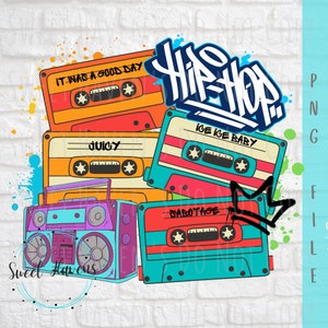 90er Jahre Hip Hop Kassetten Bänder PNG - Clipart - Sublimation - T-Shirt Druck - 90er Jahre - Sofort Download