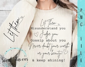 Let Them PNG, diseño de cita motivacional, cita de autoestima PNG, frase inspiradora, diseño de sublimación, archivo para camiseta Cricut, descarga digital