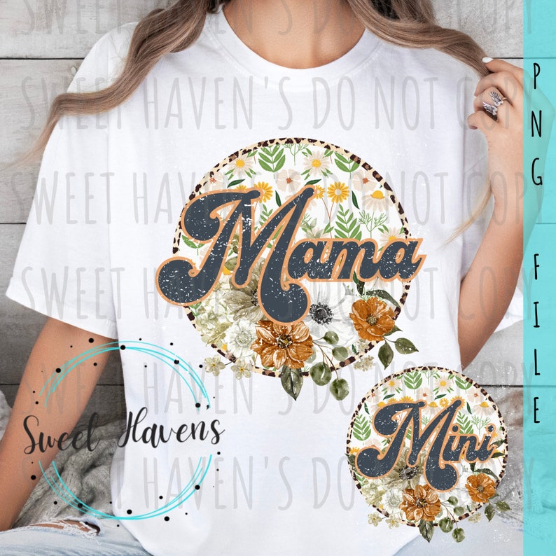 Retro Mama & Mini Floral PNG – Leopard Print Design (digital Download ...