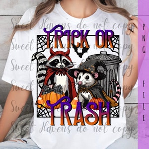 Des bonbons ou un sort PNG Stay Trash PNG raton laveur Halloween, sublimation sauvage