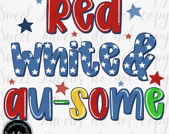 Descarga digital de Red White and Ausome PNG sobre concienciación del autismo