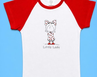 Girls T shirt, Little Lady, Organic Cotton, Australian Cartoon Art, Slim Fit Kids Wear