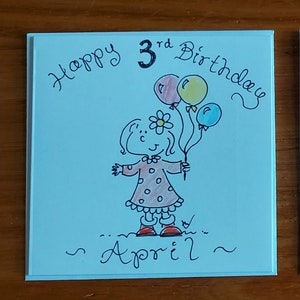Birthday cards, Hand drawn Age and all occasion cards, may be personalised