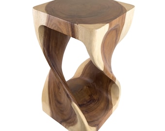 Crafty Artisan Wooden Twist stool, multipurpose use, bedside table, plant stand, lamp table,