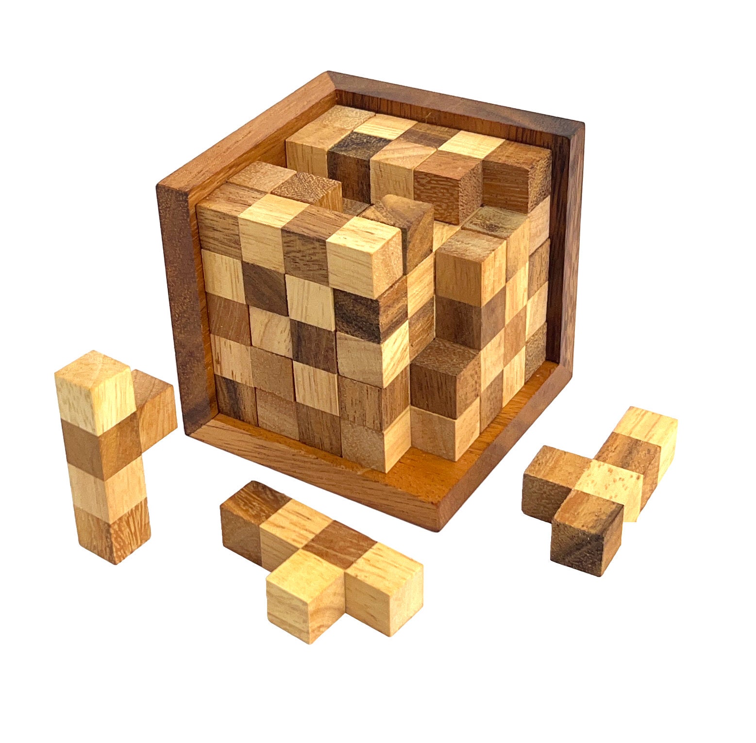 3D Wooden Cube Puzzle: Difficult Brain-teaser for Adults & Kids - Etsy