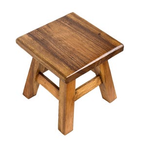 Handmade Rustic Square Wooden Stool: Multi-Use Plant/Step Stool image 2