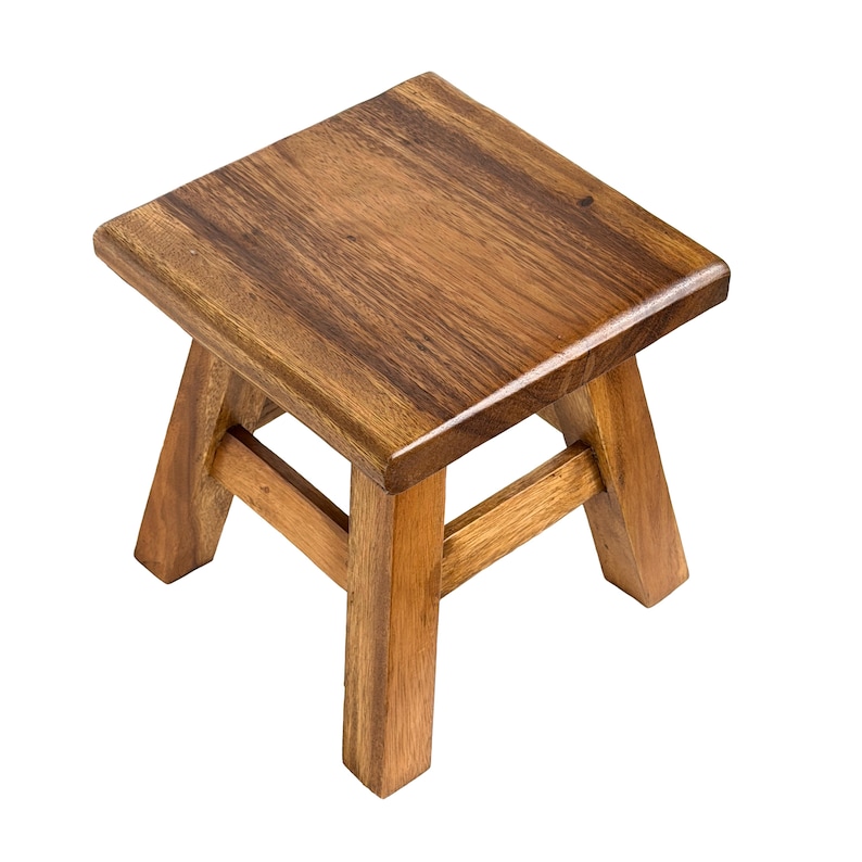 Handmade Rustic Square Wooden Stool: Multi-Use Plant/Step Stool image 2
