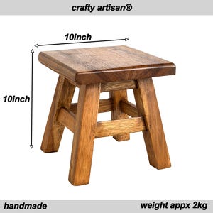 Handmade Rustic Square Wooden Stool: Multi-Use Plant/Step Stool image 3