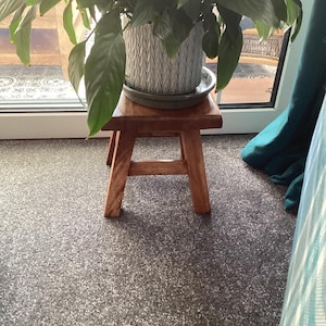Handmade Rustic Square Wooden Stool: Multi-Use Plant/Step Stool image 4