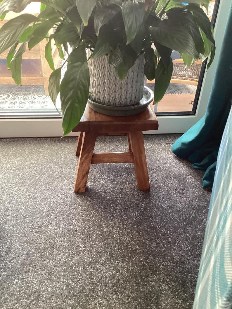 Handmade Rustic Square Wooden Stool: Multi-Use Plant/Step Stool image 4