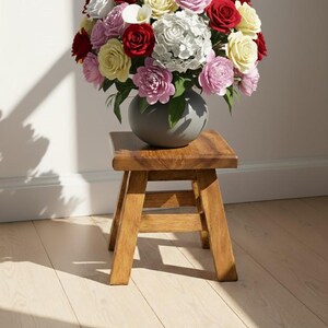 Handmade Rustic Square Wooden Stool: Multi-Use Plant/Step Stool image 5