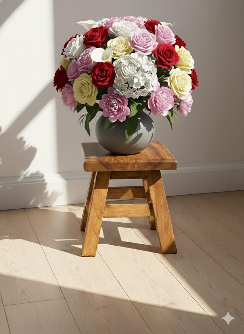 Handmade Rustic Square Wooden Stool: Multi-Use Plant/Step Stool image 5