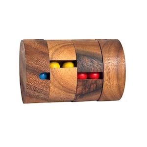Cylinder Spin Puzzle: Handmade Wooden Brain Teaser