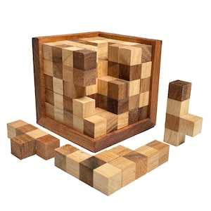 3D Cube, Wooden Puzzle, brain-teaser, IQ games, wood puzzle 3D, for Adults & Kids – Difficult Thinking lock block Toy,