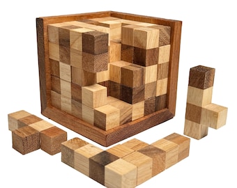 Rompecabezas de cubo de madera 3D: un rompecabezas difícil para adultos y  niños