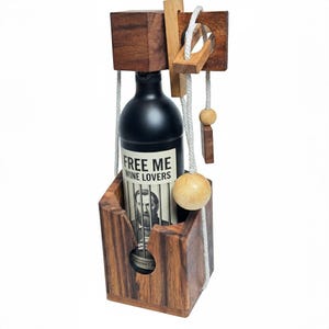 Wine Bottle Puzzle: Wooden Brain Teaser, IQ Game