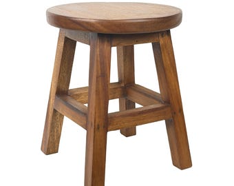 Hocker aus massivem Akazienholz - Rustikaler Sitz im Landhausstil (40 cm)