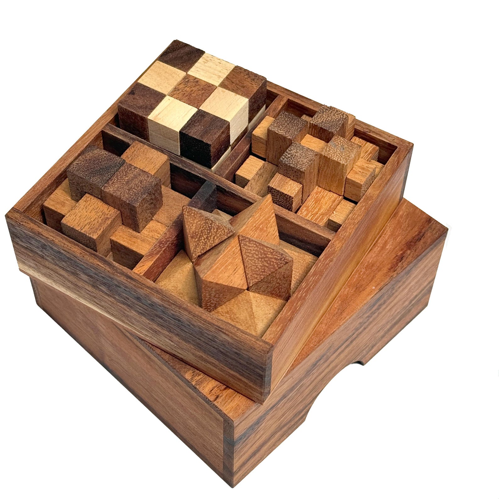 Handcrafted Wooden Puzzle Box Set: Brain-Teaser IQ Games