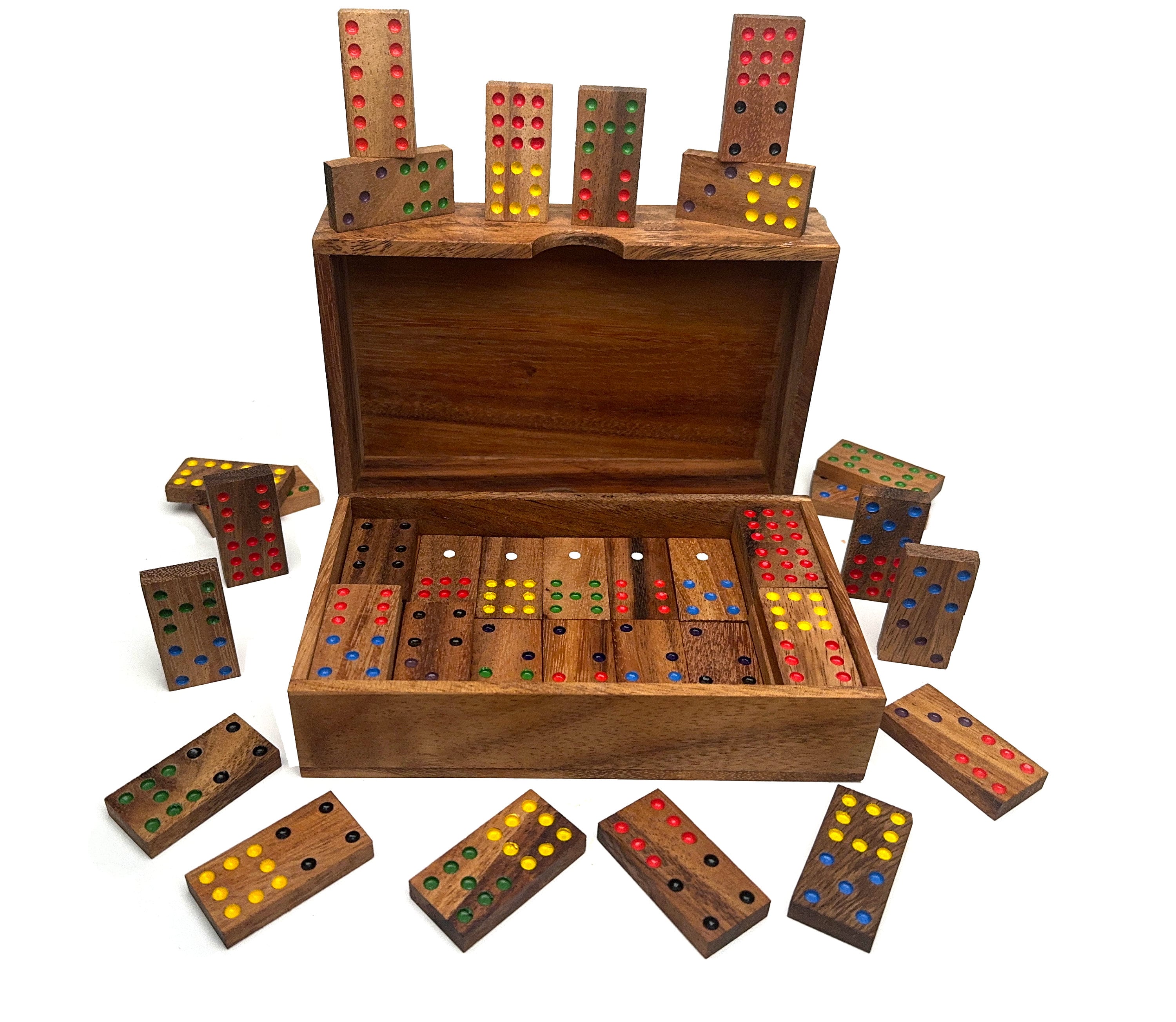 Doppio 9 domino, set di 56 domino nella loro scatola, per 2-6