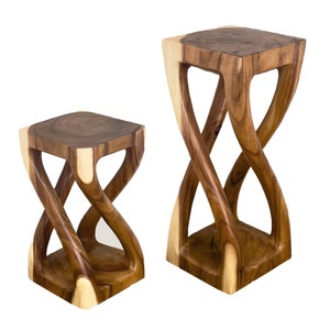 Square top vine twist stool, multipurpose use, bedside table, plant display stand, lamp table, corner furniture