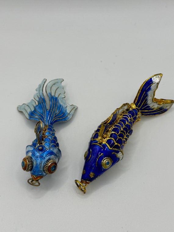 Vintage Chinese Cloisonne Articulated Fish Pendan… - image 10