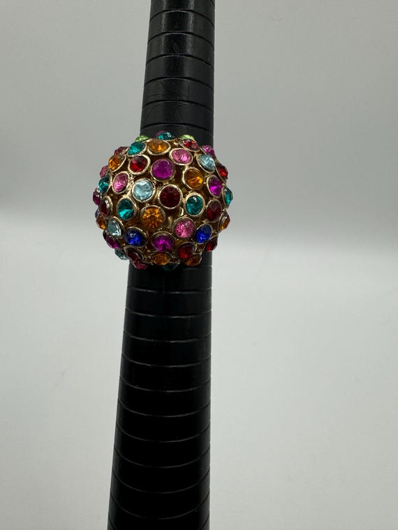 Vintage Rainbow Domed Statement Ring - image 9