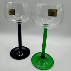 Vintage Luminarc Wine Glasses - 1 Green and 1 Black glass. Made in France