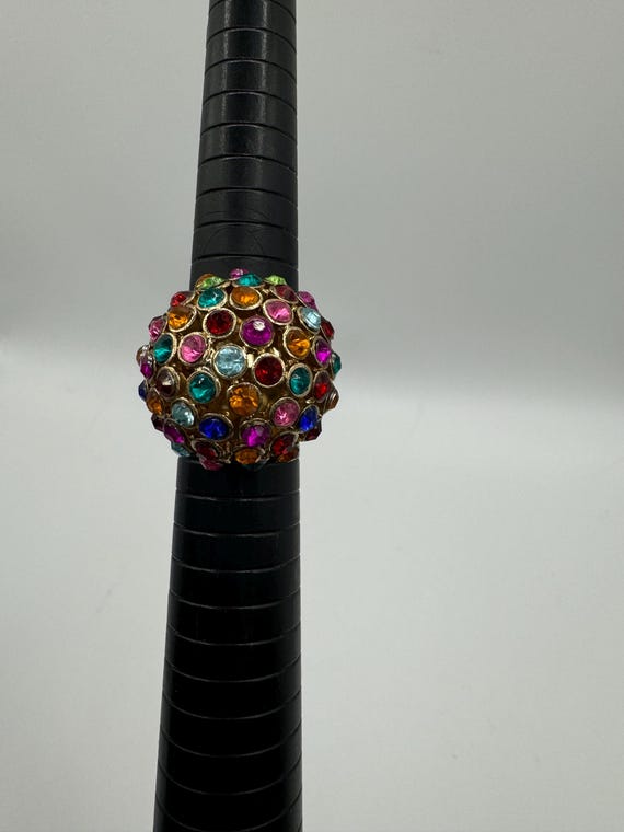 Vintage Rainbow Domed Statement Ring - image 3