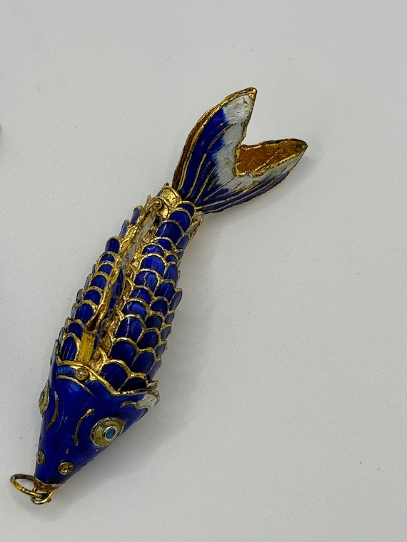 Vintage Chinese Cloisonne Articulated Fish Pendan… - image 5