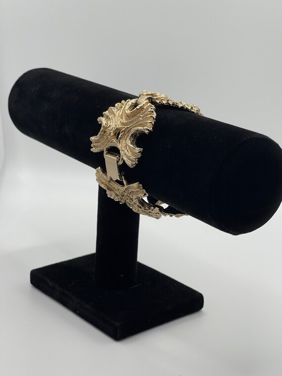 Vintage Chunky Bergere Goldtone Link Bracelet - image 5